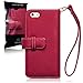 iPhone 6S Case, Terrapin [Floral Interior] Premium PU Leather Wallet Case with Card Slots, Cash Compartment and Detachable Wrist Strap for iPhone 6 / 6S (Red with Lily Floral Textile Interior)