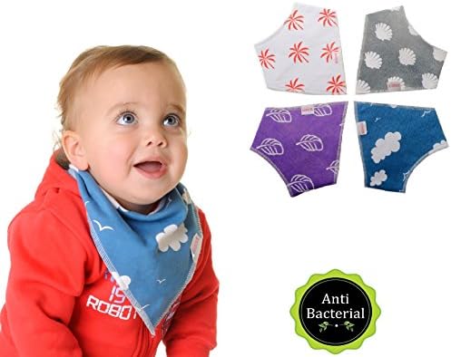 BIBEST - The Best Bandana Bib for Boys and Girls - 4 Pack Baby Bibs Gift Set - Good For Teething Drool - Very Fashionable and Cute - Anti Bacterial and Eco Friendly - Made of Absorbent Cotton
