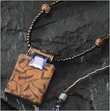 20 Bronze Leaf Pattern Rectangular Pendant Beaded Necklace #17296