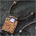 20" Bronze Leaf Pattern Rectangular Pendant Beaded Necklace #17296