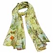 100% Satin Charmeuse Silk Paris Views Long Gold Scarf Shawl