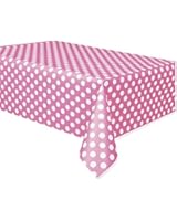 Pink Polka Dot Plastic Tablecloth, 108" x 54"