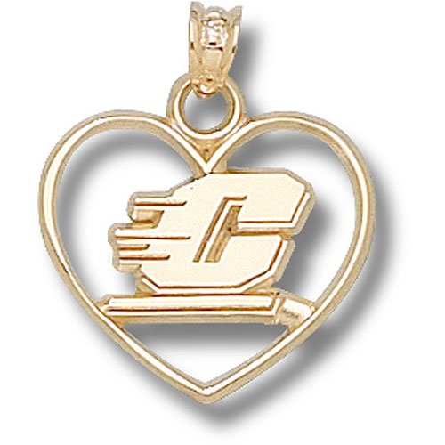Central Michigan Chippewas Motion C Heart Pendant (Gold Plated)