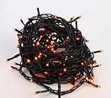 100ct Halloween Orange Tiny Rice String Indoor Lights with Black Cord image