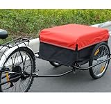 REMORQUE DE TRANSPORT VÉLO CARGO AVEC RÉFLECTEURS ET HOUSSE AMOVIBLE ROUGE/NOIR NEUF