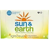 Sun & Earth Natural Hypoallergenic Fabric Softener Sheets, Fresh Citrus,  80 Count (Pack of 6)