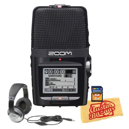 Zoom H2n Handy Recorder Bundle with 2GB SD Card, Headphones, and Polishing Cloth