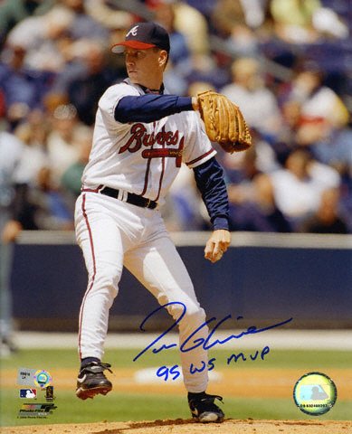 Tom Glavine Atlanta Braves Autographed 8x10 Photograph with 1995 World Series MVP Inscription