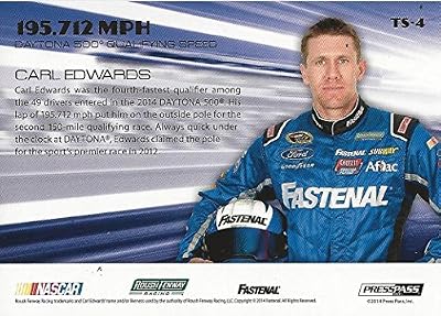 AUTOGRAPHED Carl Edwards 2014 Press Pass American Thunder TOP SPEED (#99 Fastenal Racing) Chrome Insert NASCAR Signed Collectible Trading Card with COA