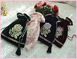 Ribbon Embroid Lingerie Jewelry Stocking Velvet Pouch