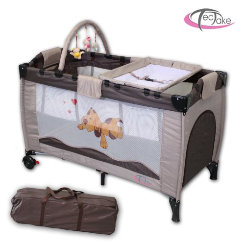 Kinder Reisebett höhenverstellbar mit Babyeinlage Coffee