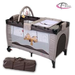 Kinder Reisebett h�henverstellbar mit Babyeinlage Coffee