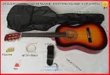 3/4 Size Sunburst Acoustic Guitar Pack For Kids Beginners - Suit 9 To 12 Years - Inc Bag, Strap, Picks, Pitch Pipes And Guitar Tutor DVD