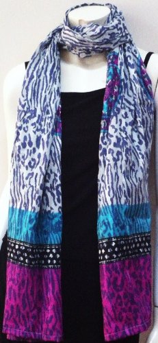 100% Cotton, High Quality, Unique Designer Print Scarf, Cool Summer Accessory, Great Affordable Gift for Girls Women Ladies