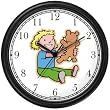 Teddy Bear with Blond Child - Bear Animal Wall Clock by WatchBuddy Timepieces (Black Frame)