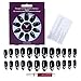 Ejiubas 24 Pcs 12 Sizes Black Stiletto Nails Artificial Nails Full Cover False Nails
