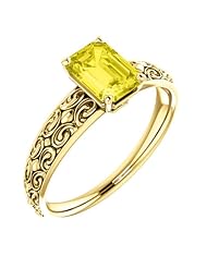 18K Yellow Gold 7.00x5.00mm Emerald Cut Yellow Sapphire Ring -- LIFETIME WARRANTY