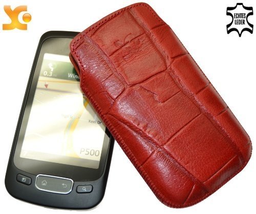 Suncase Ledertasche f&uuml;r LG P500 Optimus One croco-rot Preisvergleich