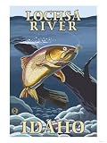 Trout Fishing Cross-Section, Lochsa River, Idaho Art Giclee Poster Print by Lantern Press, 12x16