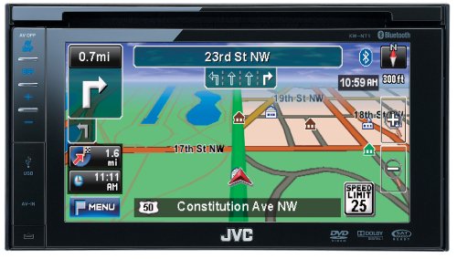 JVC KW-NT1 Double-DIN Navigation with 6.4-Inch Widescreen Receiver with Detachable Touch-Panel Monitor, DVD/CD/USB/SD Card, iPod/iPhone/USB 2.0/Bluetooth