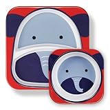 Skip Hop Zoo Melamine Plate and Bowl Set, Elephant