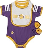 Los Angeles Lakers Infant Creeper Bib and Bootie Set - 24 months