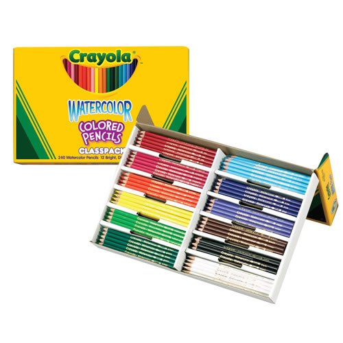 Crayola 68-4240 Crayola Watercolor Wood Pencil Classpack, 3.3 mm, 12 Asstd Clrs, 240 Pncls/Box
