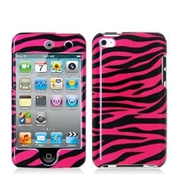 Black and Hot Pink Zebra Hard Snap-on Crystal Skin Case Cover Accessory for Ipod Touch 4th Generation 4g 4 8gb 32gb 64gb
