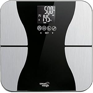 Smart Weigh Body Fat Digital Precision Scale with Tempered Glass Platform, Eight User Recognition, and 440 lb Weight Capacity, Measures Weight, Body Fat, Water, Muscle and Bone Mass