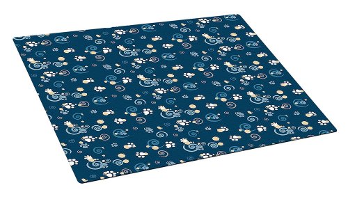 Drymate Large Cat Litter Box Mat with Pawcasso Design, 16-Inch by 20-Inch, Dark Blue