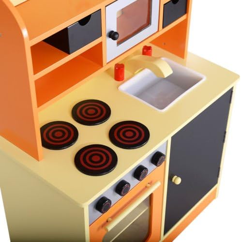 Westcoastkids Wood Kitchen Toy Kids Cooking Pretend Play Set Toddler Wooden Playset