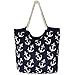 High Quality Chevron Anchor Quatrefoil Rope Handle Canvas Tote Beach Bag EM3010