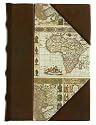 Antique Map Paper Journal, Antiqued Genuine Leather Double Thick Spine and Corners, Lined, 5x7"