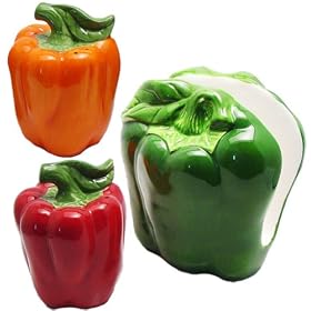 Unique Bell Pepper Salt and Pepper Shaker with Napkin Holder by Housewares