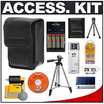 Deluxe Accessory Kit with Soft Leather Case + Multi-Voltage Charger with 4 AA Rechargeable Batteries + Tripod + Cameta Bonus Accessory Kit for Fuji Finepix A100, A150, A500, A600, A610, A700, A800, A820, A900 & A920 Digital Cameras