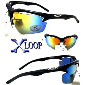 Xloop Black Sunset Vented Cycling Triathlon Sunglasses by