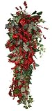 Good Tidings 30-Inch Teardrop Christmas Swag with Apples, Holly, and German Ivy
