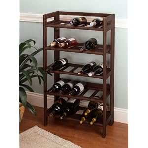 Winsome 94521 Walnut Beechwood Wine Rack 25btl Folding stackable by
