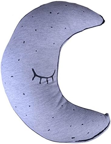 VICVIK Baby Head Support Cotton Nursery Pillows Night light 30*42cm(Gray Moon)