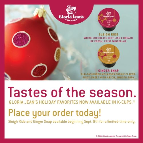 Gloria Jean's Coffee K-cup, Ginger Snap, 24-Count Boxes (Pack of 2)