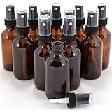 1 oz Amber Boston Round Glass Bottle with Fine Mist sprayer 12/bx
