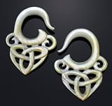8g 3.2MM Mother of Pearl Celtic Knot Shell Ear Gauge Plug Tribal Wings (SOLD AS PAIR)