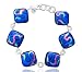 Sterling Silver Dichroic Glass Blue Swirl Pattern title=