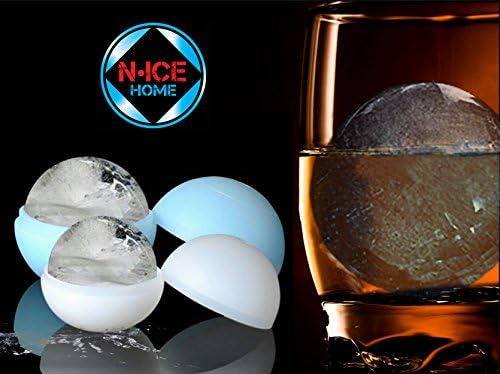 Sphere Ice Mold - 4 Pcs Ice Ball Maker- 2 Extra Large 2.5" Ice Molds Plus 2 Large 2" Silicone Ice Molds , Whiskey with Ice, Ice Cube Molds, , Silicone Ice Molds, Dad Gifts, Boyfriend Gifts, Husband Gifts, Boyfriend Gifts