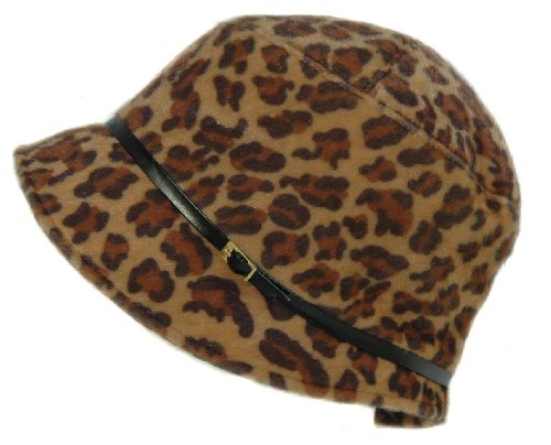 Woman's Leopard Print Faux Fur Belted Cloche 