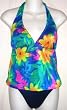 Juniors Tankini Top/Bow Side Modified Bottom Swimsuit - Blue Floral