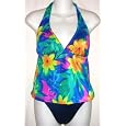 Juniors Tankini Top/Bow Side Modified Bottom Swimsuit - Blue Floral