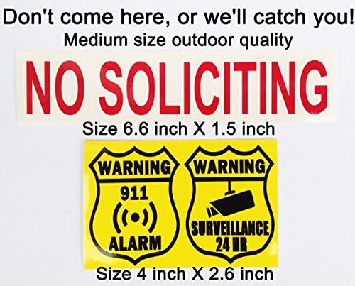 Family Safety Sticker Package - No Soliciting, Security Alarm and Video Monitoring, Neighborhood Crime Watch and Baby On Board Keep Distance. Keep Your Family Safe at Home or on The Road!