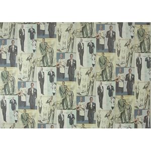 Rossi Italian Vintage Mens' Fashions Paper Decoupage Gift Wrap 20 by 28 inches