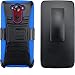 Droid Turbo Case, E-Time(TM) Motorola Droid Turbo XT1254(Fits Ballistic Nylon Version) Armor Shock Proof Heavy Duty Stand Cases with Swivel Belt Clip Cover + HD Screen Protector (Black/Blue)